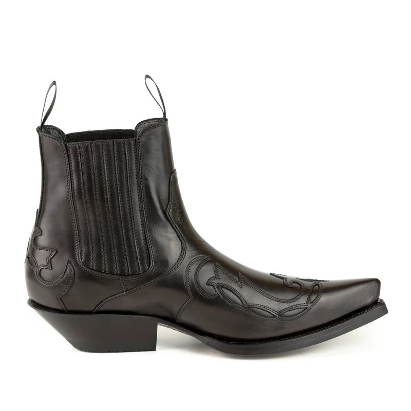 Cowboy Country Western Stiefeletten für Herren und Damen 1931 aus schwarzem Leder