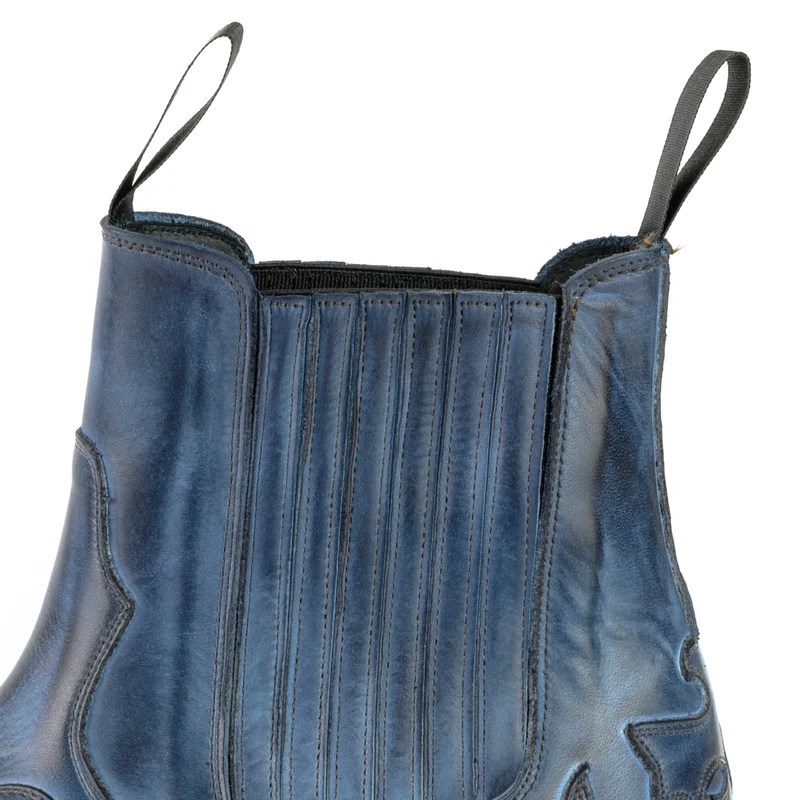 Cowboy Country Western Stiefeletten für Herren und Damen 1931 aus blauem Leder