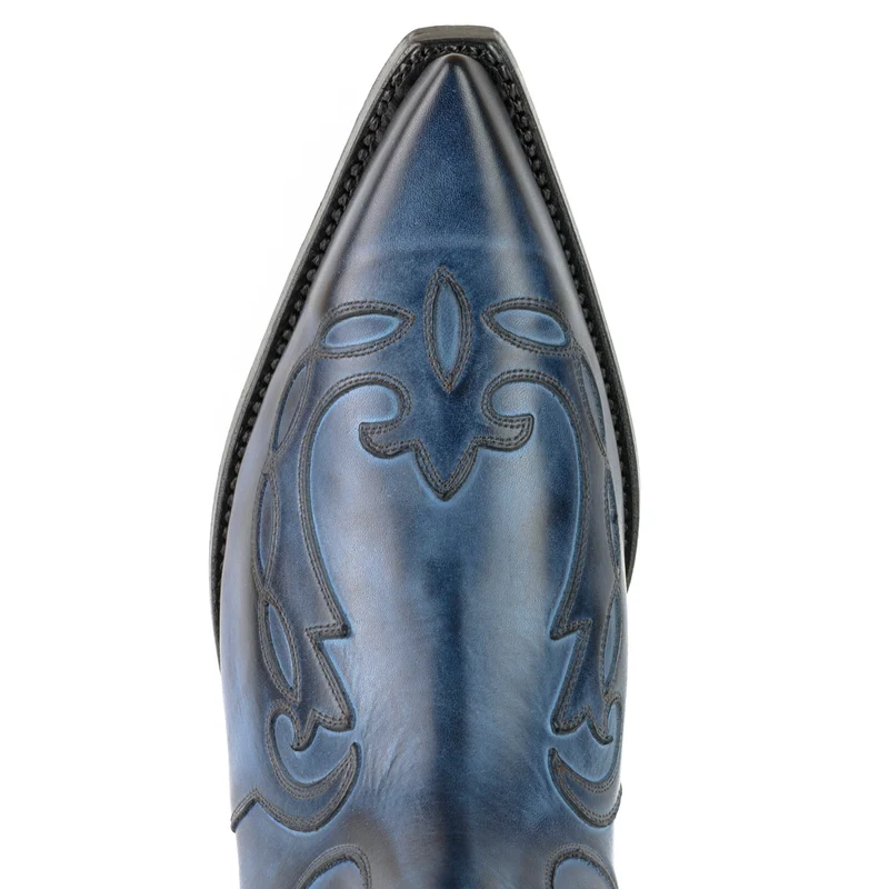 Cowboy Country Western Stiefeletten für Herren und Damen 1931 aus blauem Leder