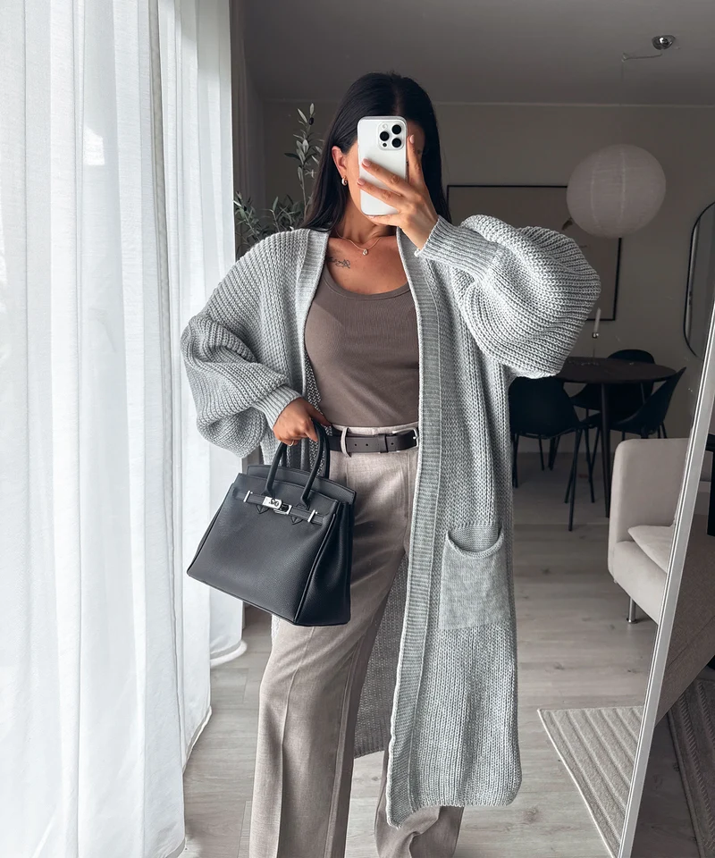 Cardigan Leilani lang Grau
