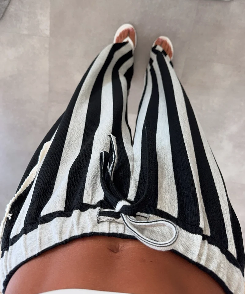 Stoff Hose Nerissa Streifen Schwarz