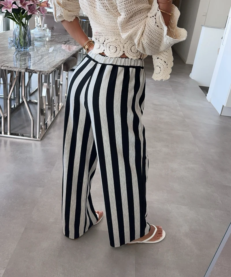 Stoff Hose Nerissa Streifen Schwarz