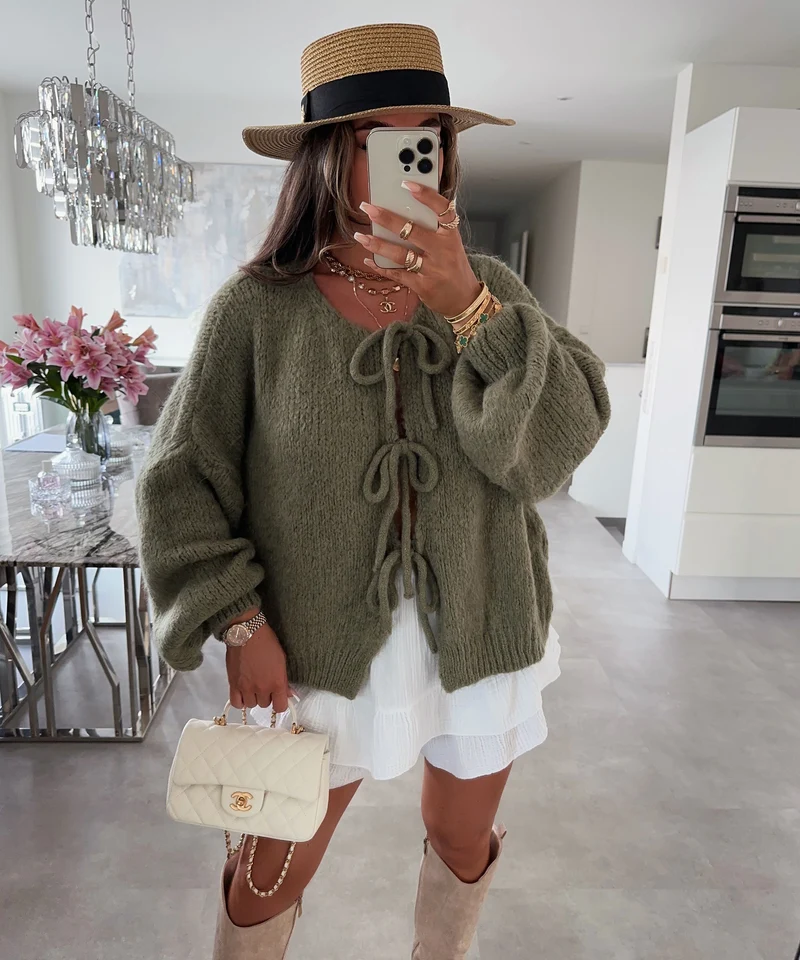 Cardigan Schleife Fia Khaki