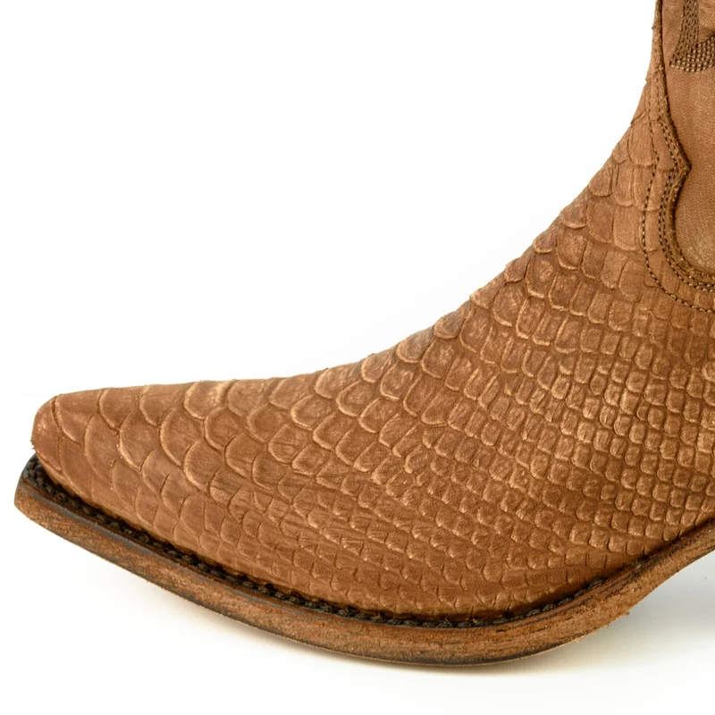 Damen-Cowboy-Country- und Westernstiefel 2524 aus gewaschenem braunem Leder