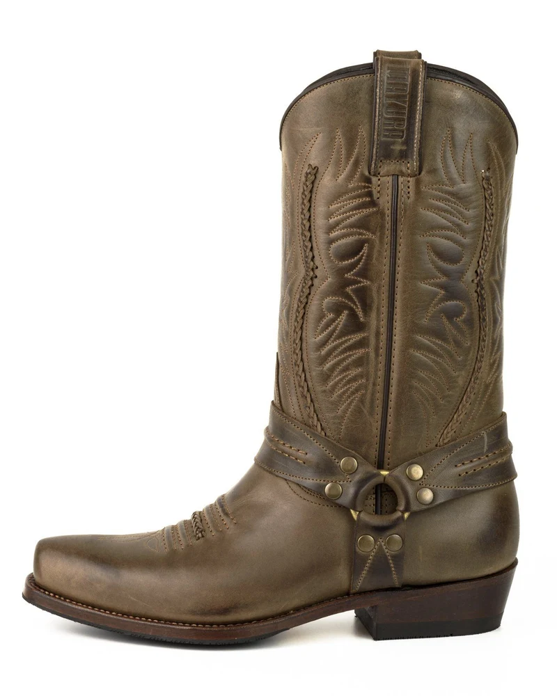 Herren- und Damen-Biker-Motard-Stiefel 07 aus braunem Leder