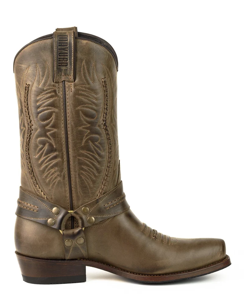 Herren- und Damen-Biker-Motard-Stiefel 07 aus braunem Leder