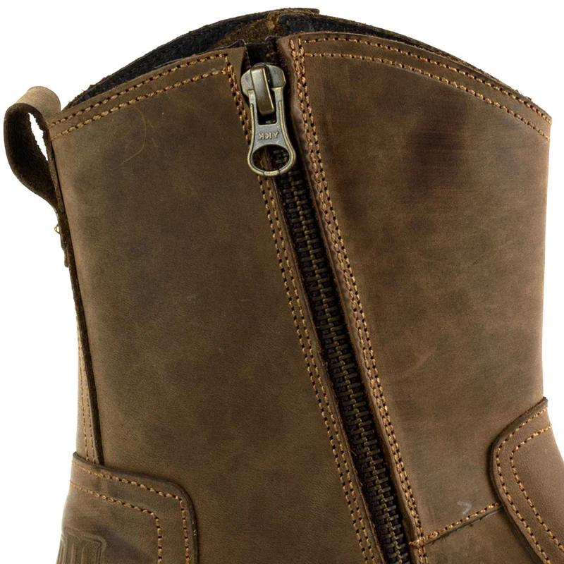 Biker Motard Stiefeletten für Damen und Herren 05 Braunes Leder