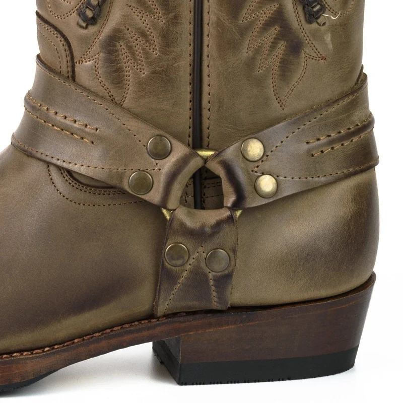 Herren- und Damen-Biker-Motard-Stiefel 02 aus braunem Leder