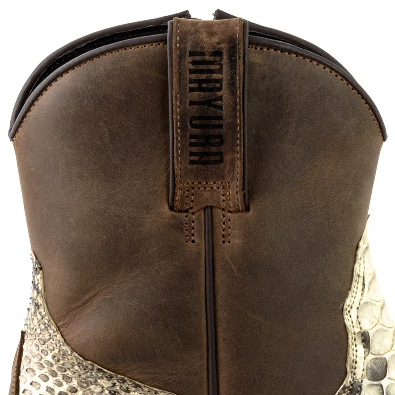 Country- und Western-Cowboy-Stiefeletten für Herren, 12, exotisches braunes und weißes Leder