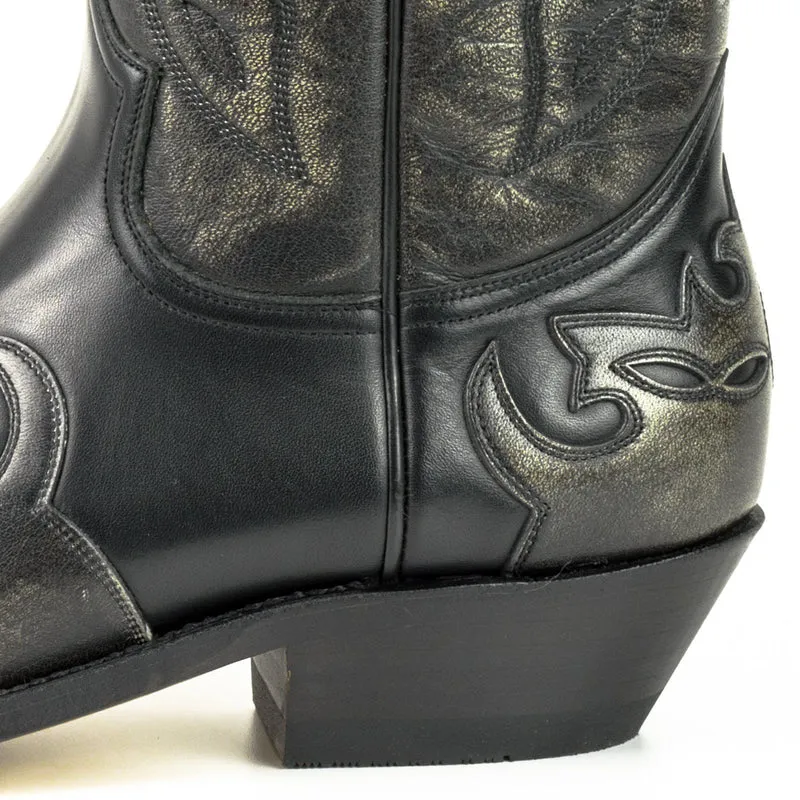 Country- und Western-Cowboystiefel 1927-C für Herren und Damen aus schwarzem und grauem Leder