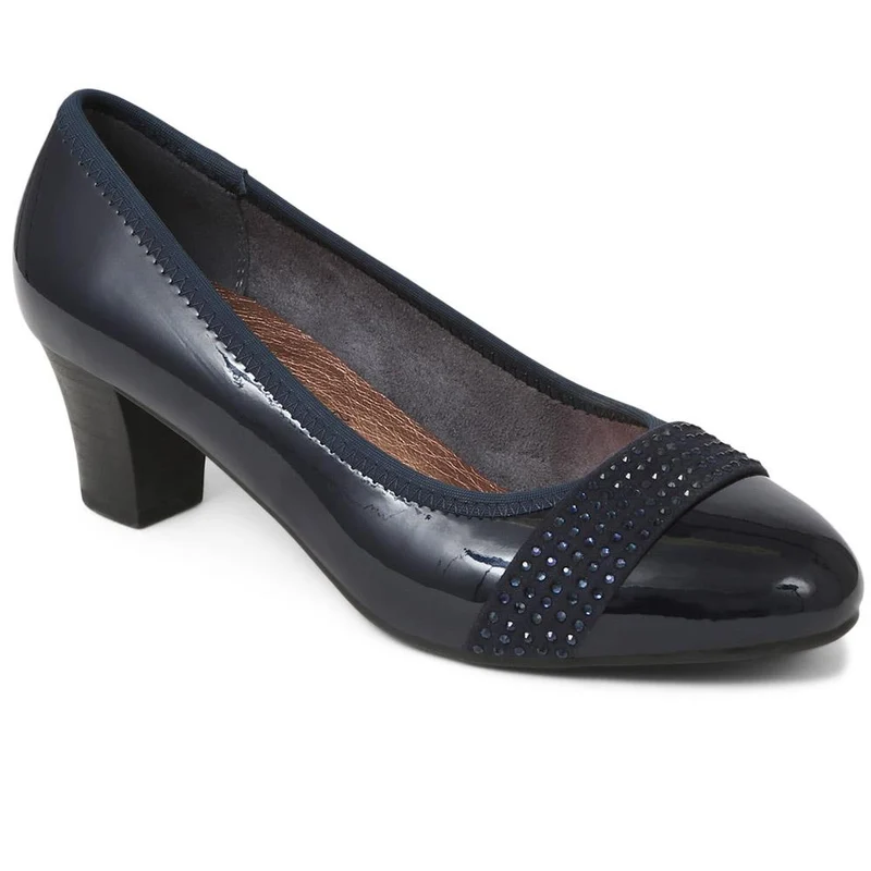 Wide Fit Block-Heeled Court Shoes - PLAN39009 / 325 527