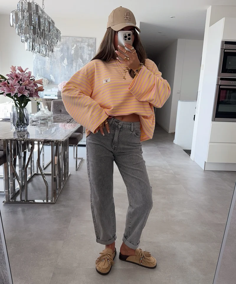 Langarmshirt Mixa Streifen Gelb