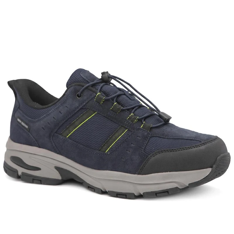 Wide Fit Rugged Lace Up Walking Trainers - BOJIE44007 / 330 293 - Navy