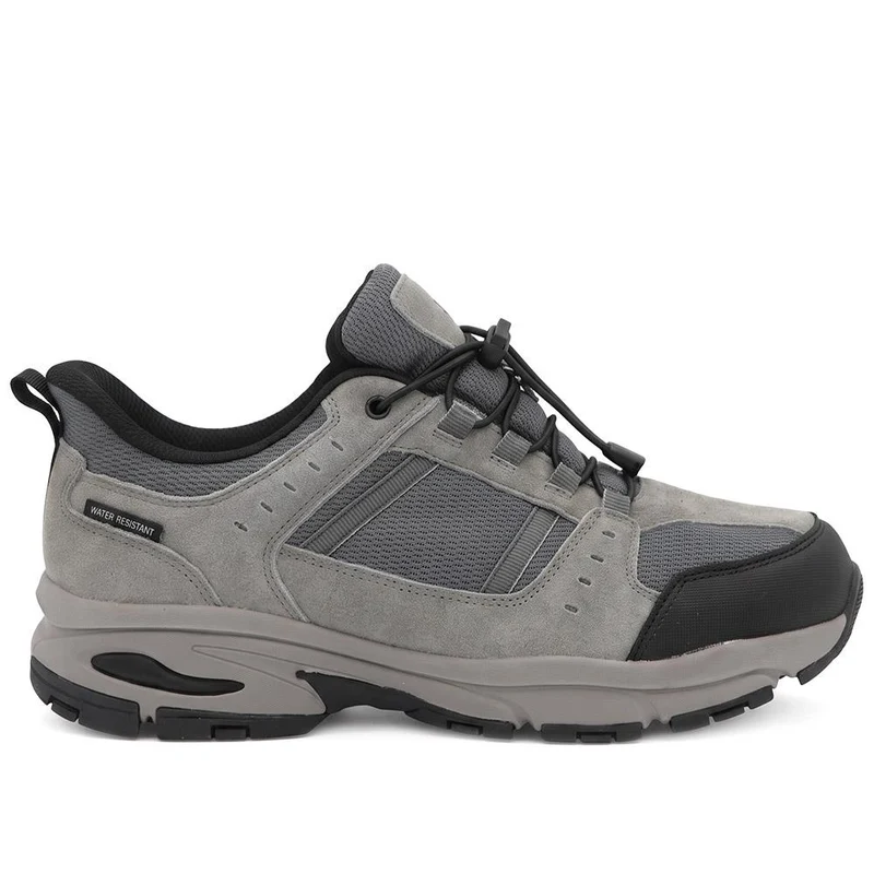 Wide Fit Rugged Lace Up Walking Trainers - BOJIE44007 / 330 293 - Grey