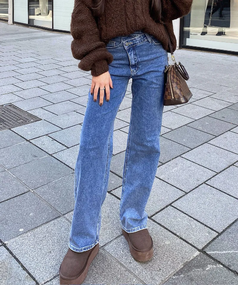 Stretch Straight Leg Jeans Galia Blau
