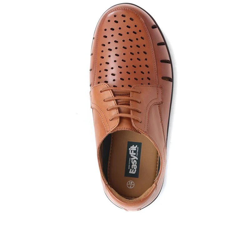 Extra Wide Fit Leather Shoes - CRISTIANO / 323 745 - Dark Tan