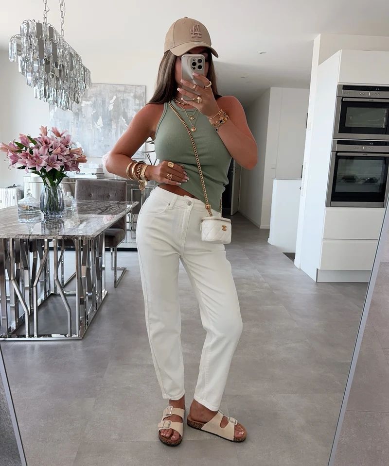 Stretch Mom Jeans Juta Weiß