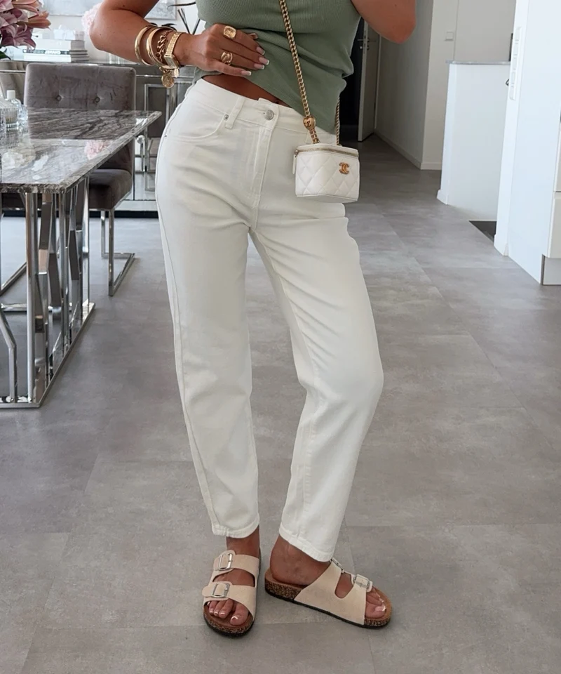 Stretch Mom Jeans Juta Weiß