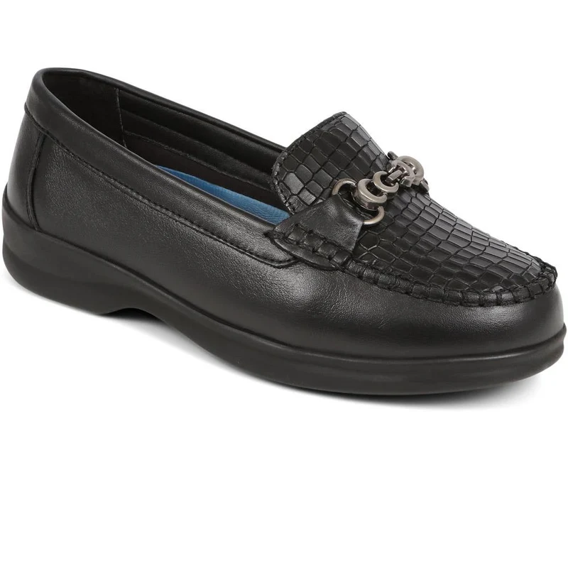 Extra-Wide Fit Leather Loafers - KADENCE / 325 574 - Black