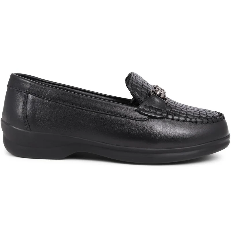Extra-Wide Fit Leather Loafers - KADENCE / 325 574 - Black