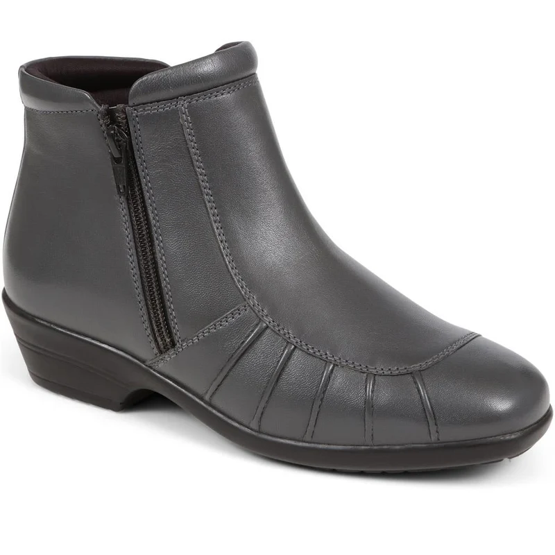 Lightweight Leather Ankle Boots - KF38012 / 324 468 - Grey