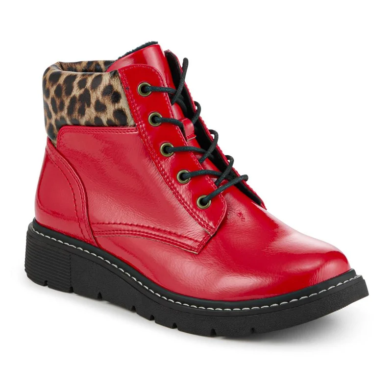 Wide Fit Patent Ankle Boots - WBINS40147 / 326 114