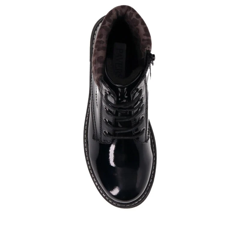 Wide Fit Patent Ankle Boots - WBINS40147 / 326 114 - Black Leopard
