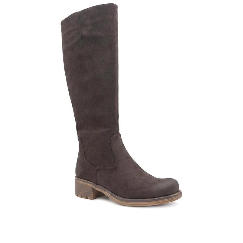 Stacked Heel Zip Up Long Boots - TELOO42002 / 328 282