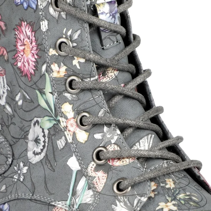 Wide Fit Floral Lace Up Boots - LAND44008 / 329 630 - Grey Floral
