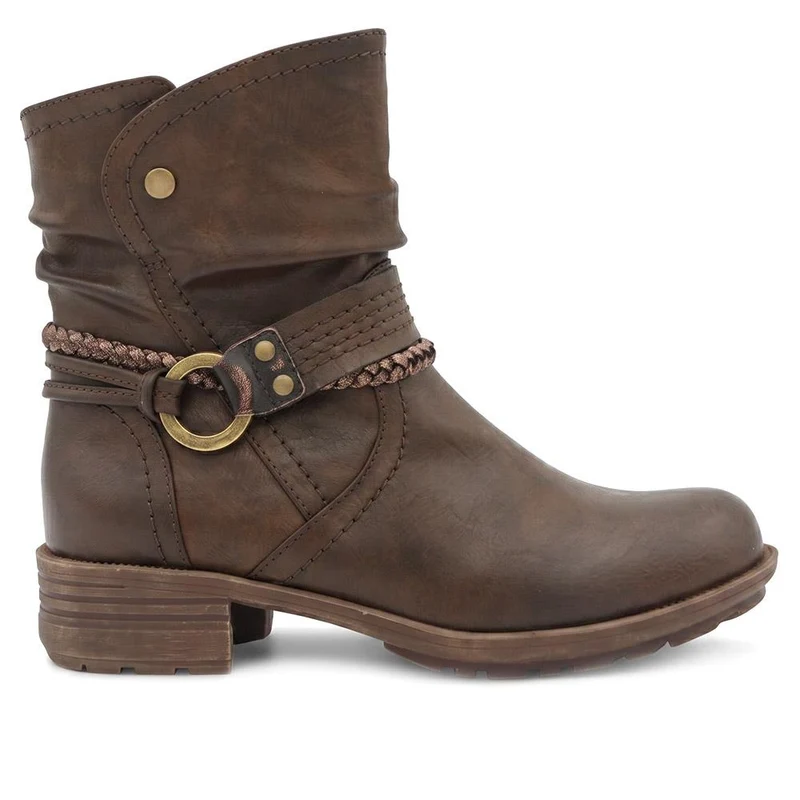 Buckle Detail Zip Fasten Ankle Boots - WOIL44048 / 329 800 - Brown
