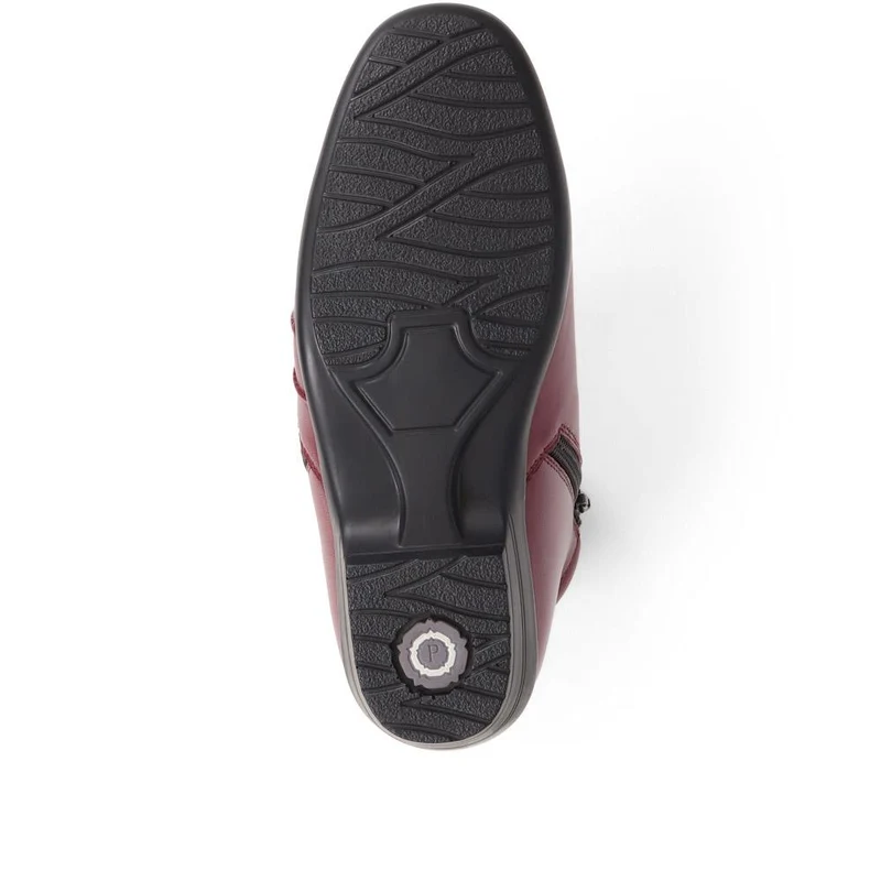 Lightweight Leather Ankle Boots - KF38012 / 324 468 - Burgundy