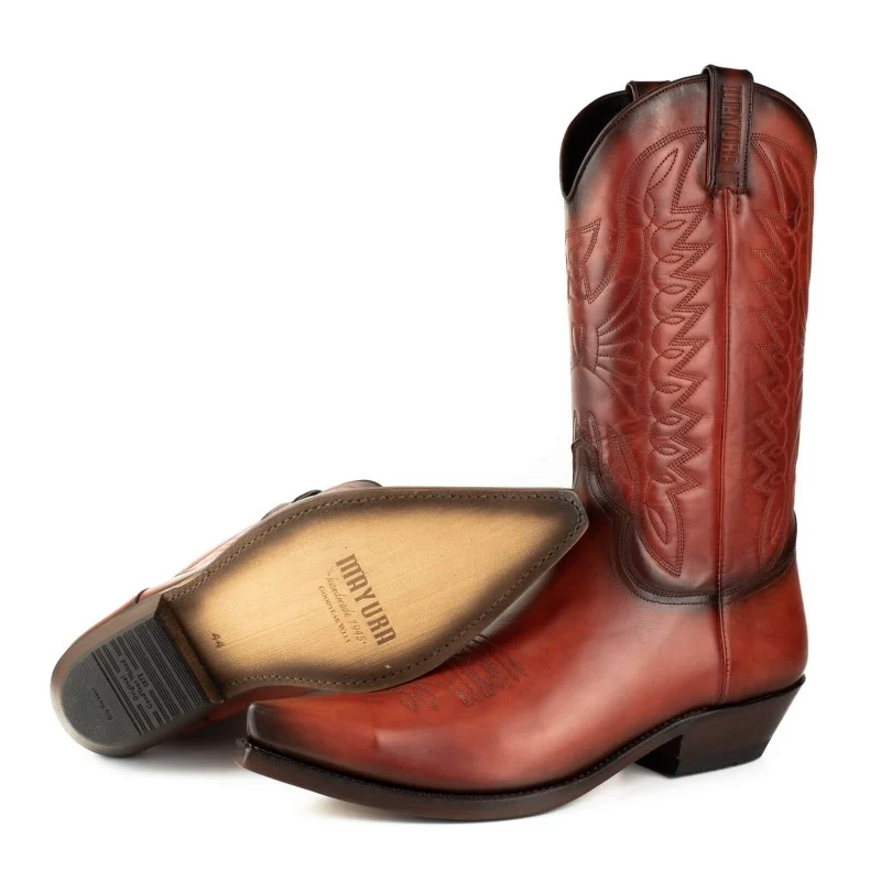 Country- und Western-Cowboystiefel 1920 aus Leder in Orange für Herren und Damen