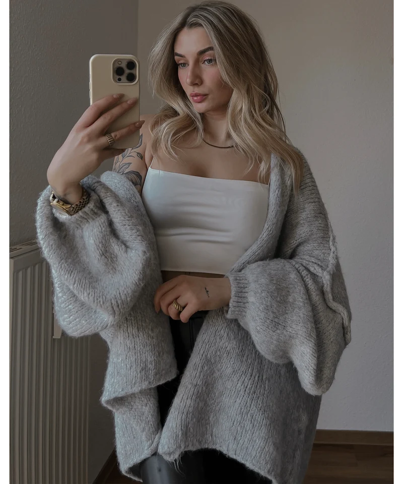 Cardigan Ray Hellgrau