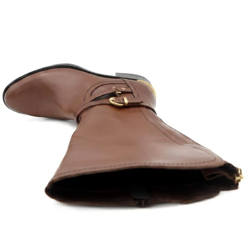 Wide Fit Leather Long Boots - SAK44000 / 330 239 - Tan