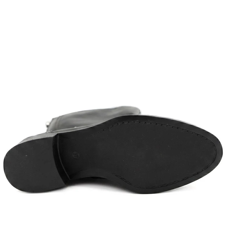 Wide Fit Leather Long Boots - SAK44000 / 330 239 - Black