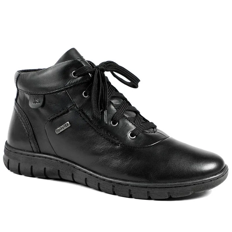 Leather Faux-Fur-Lined Ankle Boots - JOSEF40510 / 326 495 - Black