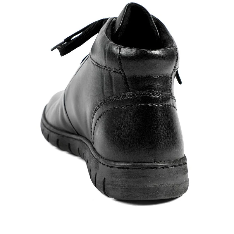 Leather Faux-Fur-Lined Ankle Boots - JOSEF40510 / 326 495 - Black