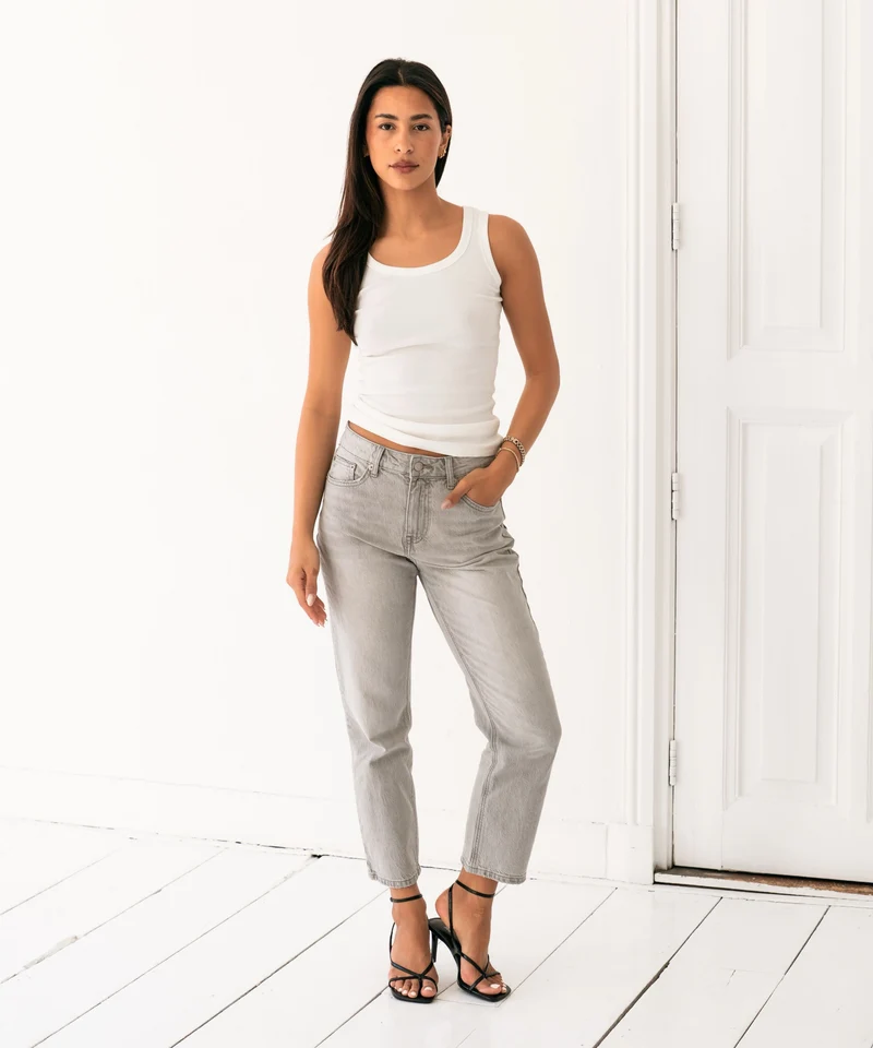 Stretch Mom Jeans Zula Grau