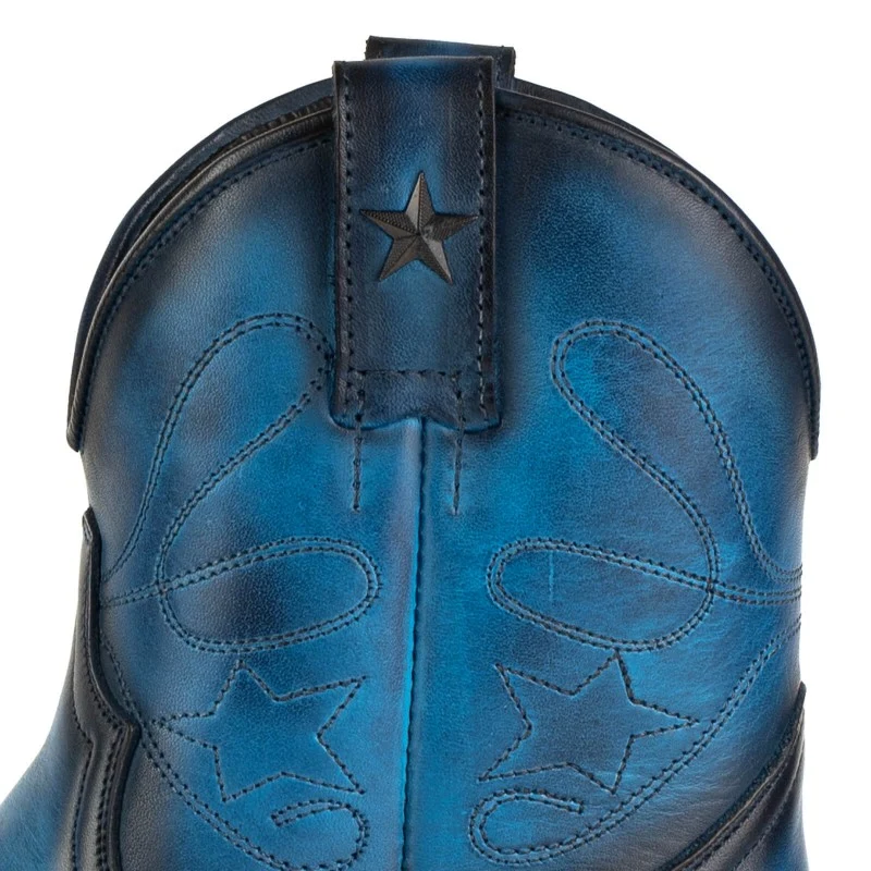 Cowboy Country und Western Damen Stiefeletten 2374 Blaues Leder