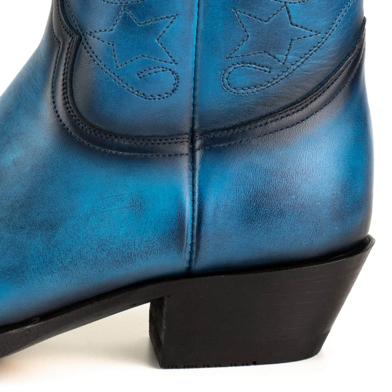 Cowboy Country und Western Damen Stiefeletten 2374 Blaues Leder