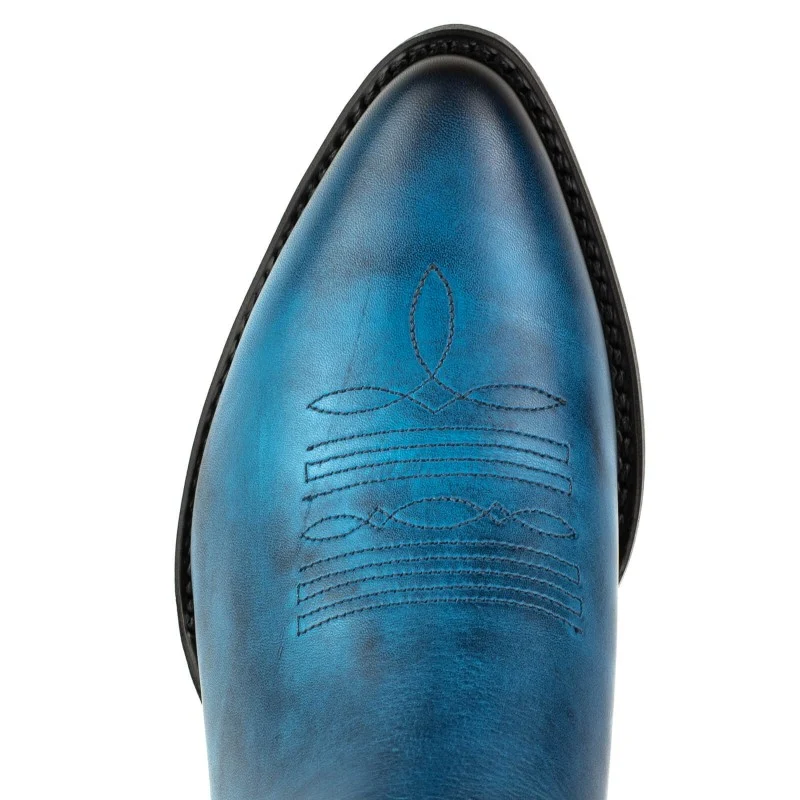 Cowboy Country und Western Damen Stiefeletten 2374 Blaues Leder