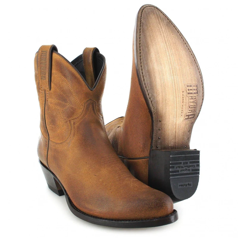 Damen-Cowboy-Country- und Western-Stiefeletten 2374 aus Kamelleder
