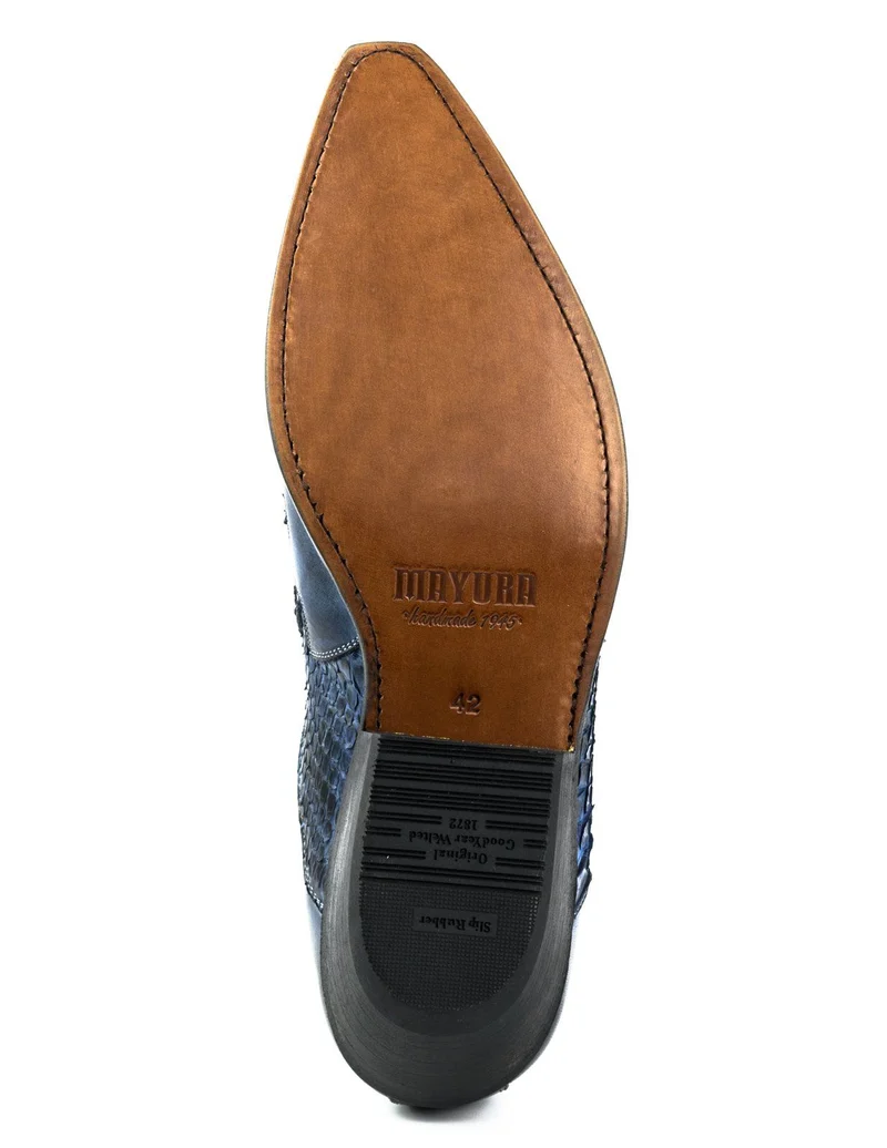 Urban Cowboy-Stiefeletten für Herren und Damen, 2500 aus blauem und exotischem blauem Leder