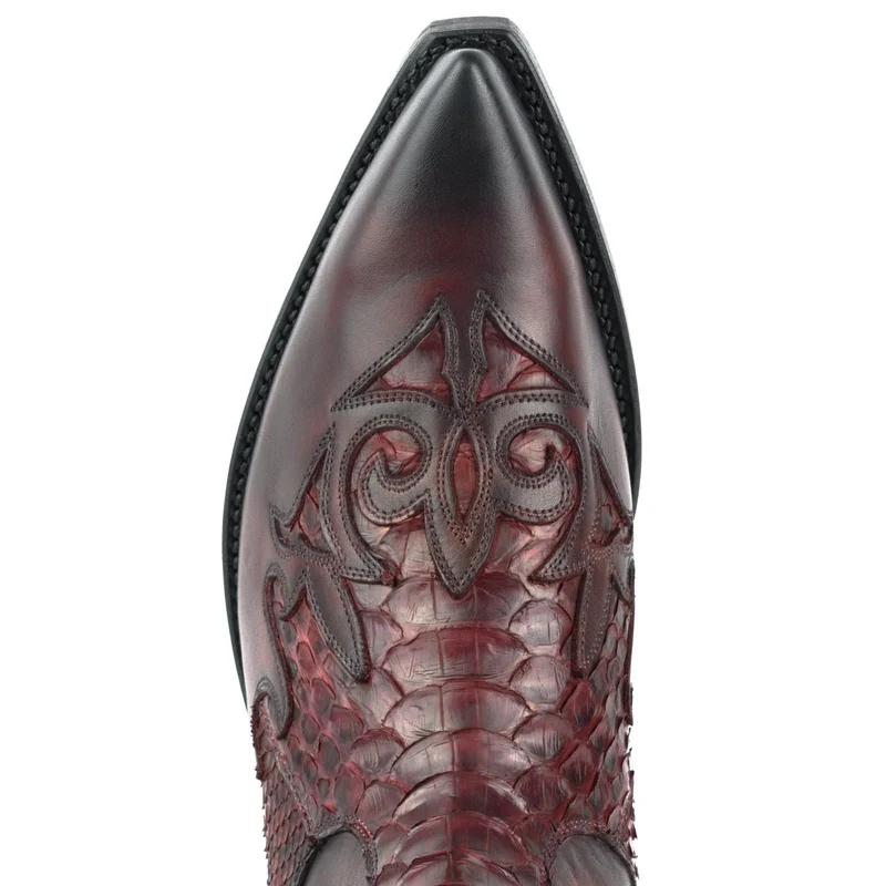 Urban Cowboy-Stiefeletten 2500 für Herren und Damen aus exotischem Leder in Rot und Dunkelrot