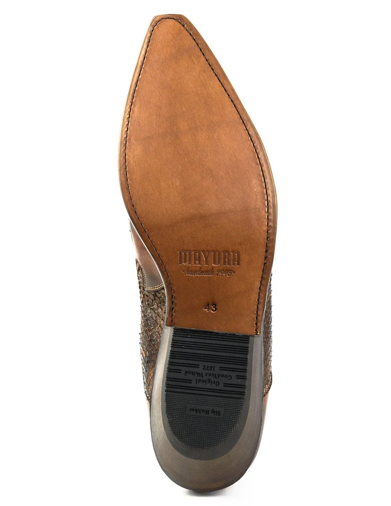 Urban Cowboy-Stiefeletten 2500 für Herren und Damen aus braunem und exotischem braunem Leder