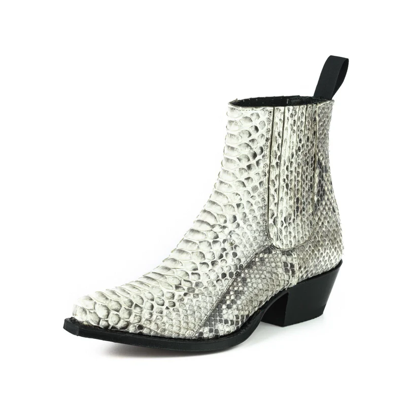 Damen Urban Stiefeletten 2496 Exotisches Leder Weiß