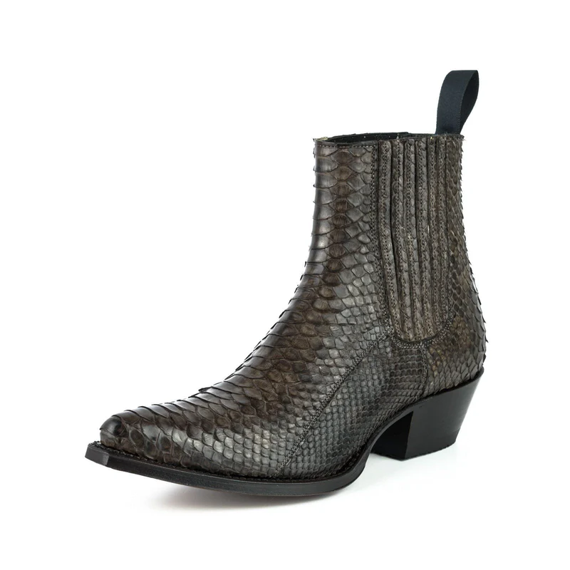 Damen Urban Stiefeletten 2496 Exotisches Leder Dunkelbraun