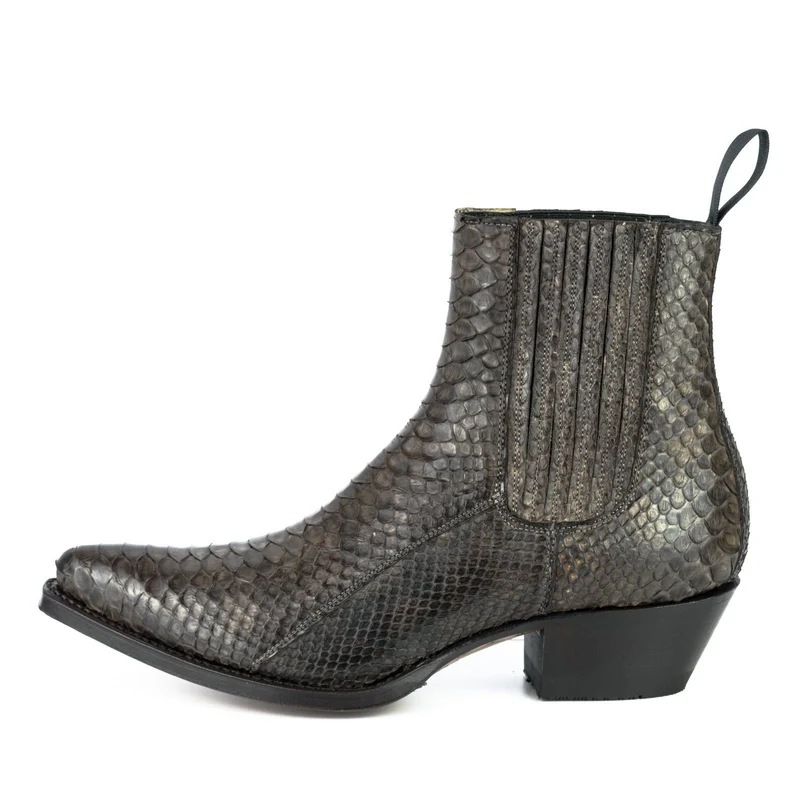 Damen Urban Stiefeletten 2496 Exotisches Leder Dunkelbraun