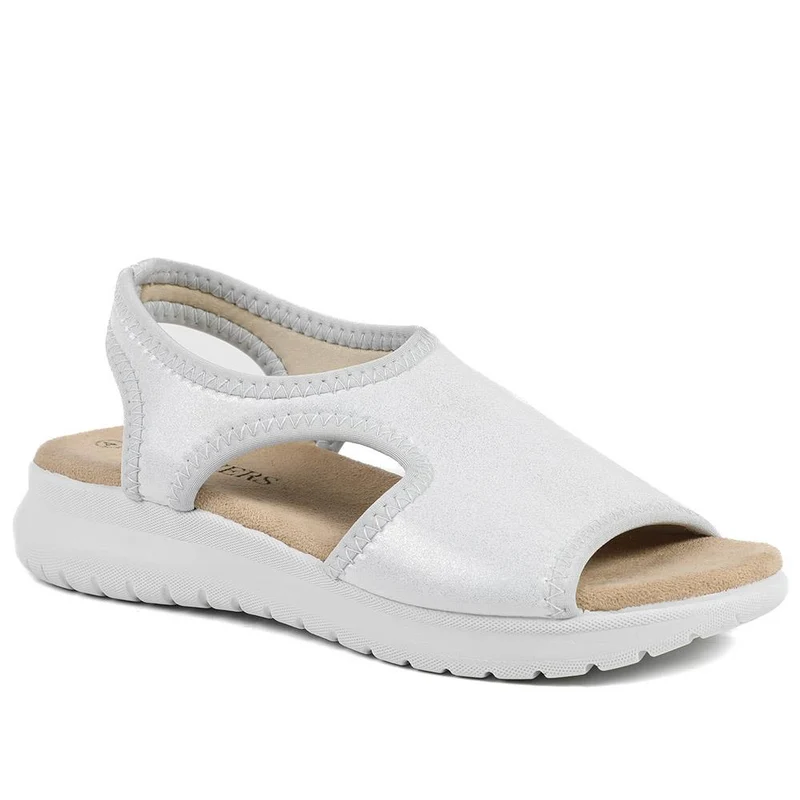 Stretch Comfort Sandals with Cushioned Insole - POLY43001 / 329 021 - Silver Shimmer