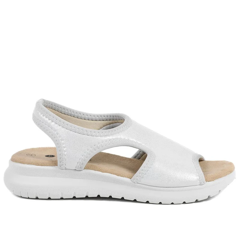 Stretch Comfort Sandals with Cushioned Insole - POLY43001 / 329 021 - Silver Shimmer